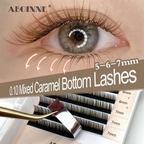 Abonnie Brown Bottom Lashes Extension Korean Single Individual Lower Lashes Mink Lashes Tray All Size Cilios