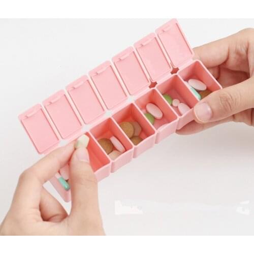 2pcs Mini 7 Days Pill Box with Braille 1 Week Medicine Dosage Packing Box Portable Capsule Storage Box First Aid Emergency Kit