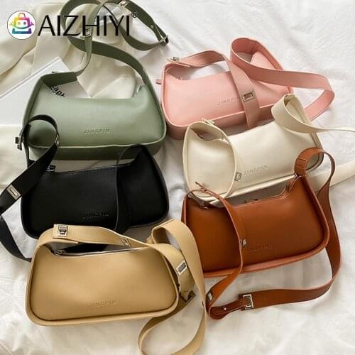 Fashion Women Soft PU Leather Solid Color Shoulder Bag Vintage Underarm Bags Casual Ladies Handbag Purse