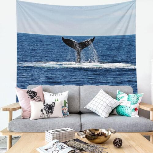 Dolphin Blue Sea Wall Hanging Tapestry Summer Scenery Women Girls Bed Room Drom Room Decor Tapestries Hippie Tapestry Polyester