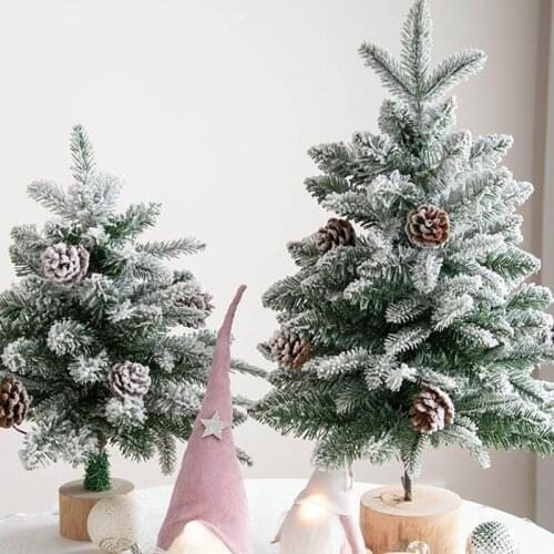 45/60cm Desktop Christmas Artificial fake Tree Flocking Small Home Decoration Scene Arrangement Festival Party Supplies Xmas