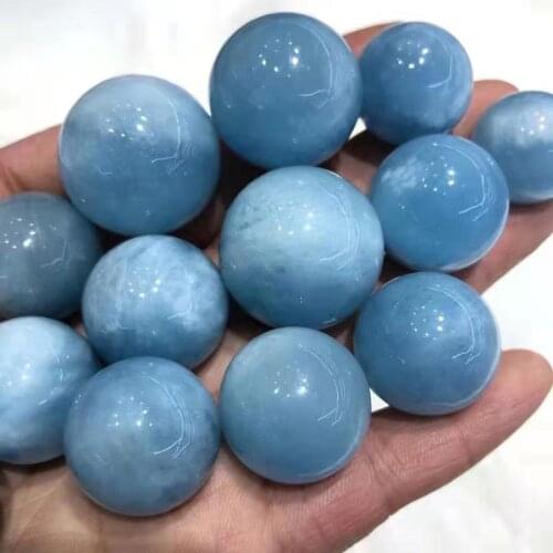 Wholesale high quality natural beautiful aquamarine mini ball dark blue crystal sphere for gift pendant