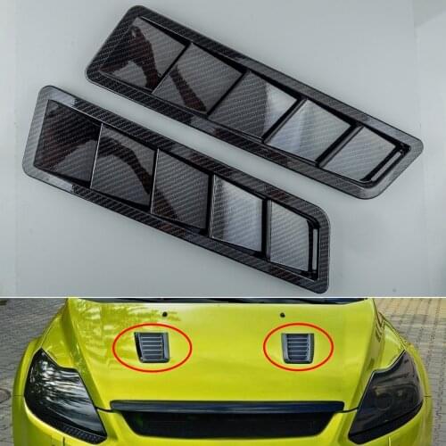 2pcs Carbon Fiber Style ABS Bonnet Louver Air Vent Hood Panel Trim Fit for Ford Focus RS ST MK2 2004 2005 2006 2007 2008-2015