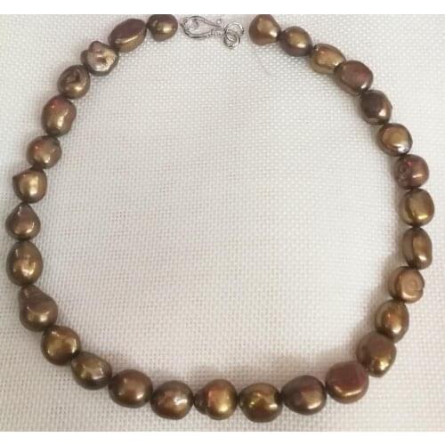 13mm brown baroque freshwater pearl choker Necklace 14'' 16'' 35cm 43cm Woman Jewelry