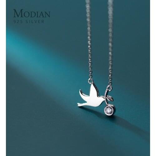 Modian Lovely Little Swallow Wicker Simple Animal Plant 925 Sterling Silver Pendant for Women Link Chain Fine Jewelry Bijoux