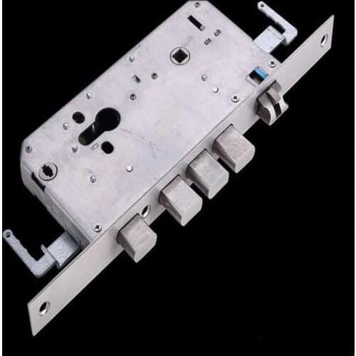 Full stainless steel Multi-function finger print Lock Body for gates 24*280 mm mortise door lock fittings square round plate