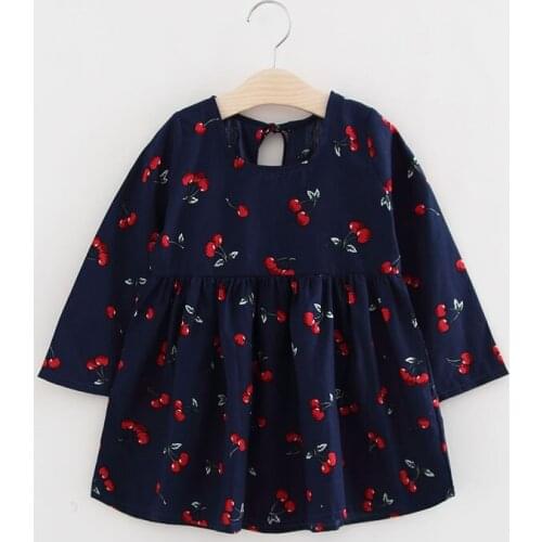 Hot Spring Autumn Children Baby Girls Dresses Floral Printed Long Sleeve Comfortable Cotton Princess Dress Kid Casual Clothes