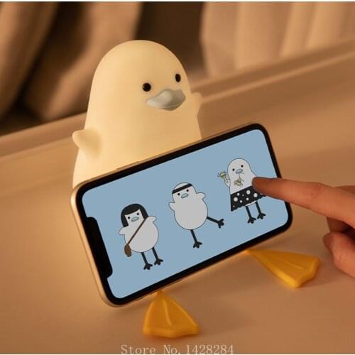 Xiaomi Little Gull Silicone Touch Sensor LED Night Light Mobile Phone Bracket Holder Baby Bedroom Desktop Decor Lamp USB Charge