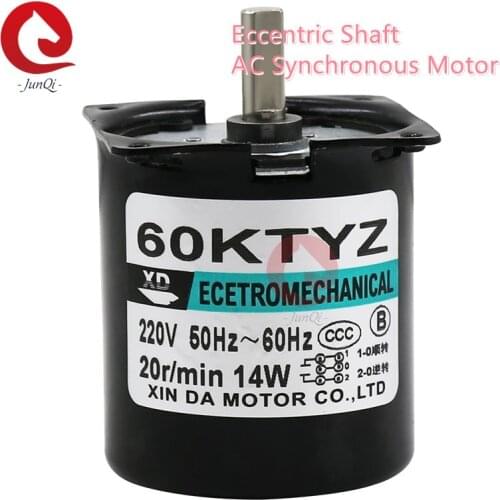 60KTYZ Eccentric Shaft AC Synchronous Motor 220V14W Gear High Torque Low Speed Permanent Magnet CCW and CW Motor 2.5rpm to80rpm