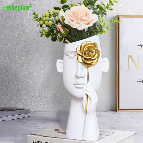 Nordic Art Resin Vase Ornaments For Living Room Exhibition Hall Study Flower Arrangement Home Decoration Accessories Hydroponics