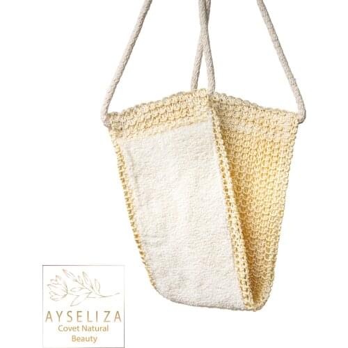 Sisal Terry Back Scrubber By Ayseliza Exfoliating Peeling Turkish Bath Cotton Double-Sided Scrub Remove Dead Skin Fake Tanning