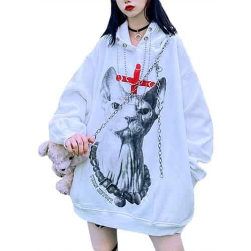Couple Sports Pullover Cartoon Street Hip Hop Dress O-Neck Long Sleeve Loose Hat Sanitary Wear Oversized Mens and Womens Worn