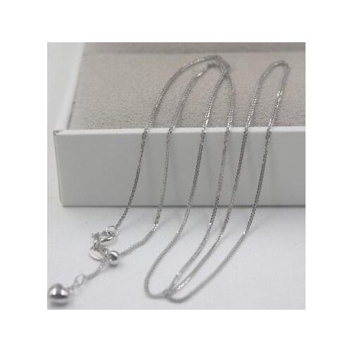 FINE 17.7INCH 18K White Gold Necklace 0.7mm Wheat Link Chain Necklace Adjustable