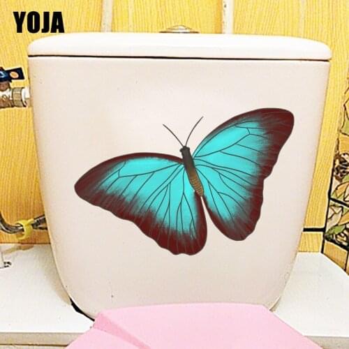 YOJA 23.2X19CM Blue Beautiful Butterfly Living Room Wall Sticker Home Decor Toilet Seat Decal T1-2037