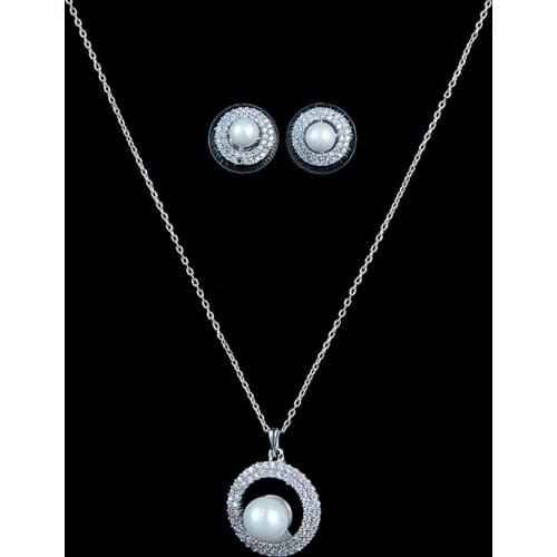 Jewelry Sets HADIYANA Fashion Zircon Pearl Design Necklace And Earrings Jewelry Set For Women Gift CN0941 Haar Sieraden Bruiloft