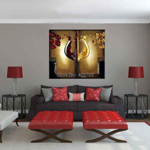 100% Hand Painted Modern Canvas Wall Art The Red Wine Glass Picture Abstract Flower Painting Landscape Oil Painting