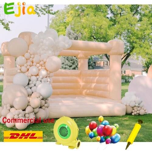 13ft /10ft Adults Kids Peach White Wedding Bounce House Air Blower Inflatable Castle Bounce House For Event Rental