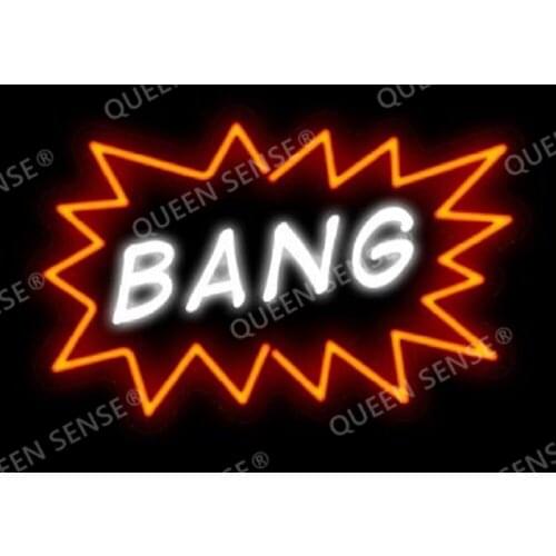 14"x8" BANG Acrylic Custom Neon Light Lamp Sign Bedroom Beer Bar Handmade Real Glass Decorate Home Wall Room Decor Club Display