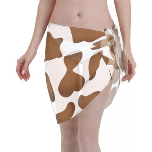 2021 Beach Bikini Cover Ups Wrap Skirt Brown Cow Skin Women Bathing Suit Sexy Swimsuit Beachwear