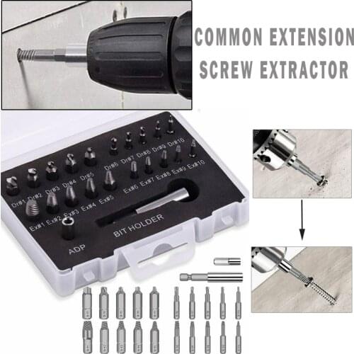 22Pcs HSS Broken Damaged Bolt Screw Extractor Set Left Hand Removal Tools Home DIY Hand Power Drill Bit Tool Accessories