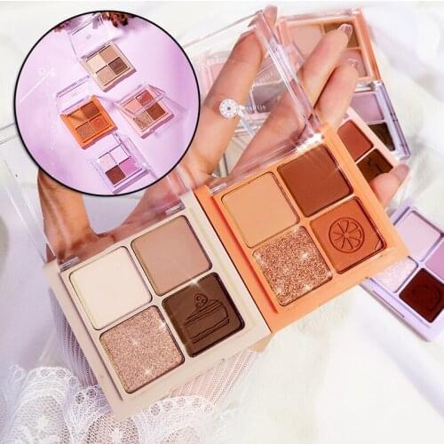 4 Colors Eyeshadow Palette Highlight Shimmering Naturally Long Lasting No Smudging Eye Shadow SK88