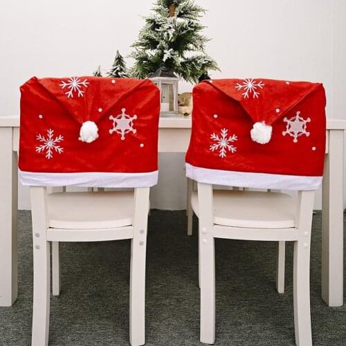 6Pcs Non-woven Fabric Snowflake Hat Shaped Chair Cover Christmas Xmas Decoration