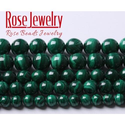 A+ Natural Malachite Gemstone Beads Round Loose Spacer Beads For Jewelry Making DIY Bracelets Necklace 4 6 8 10 12mm 15" Strand