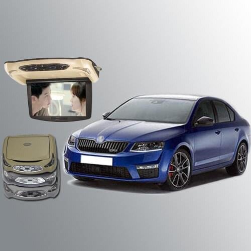BigBigRoad For Skoda Octavia Car Roof Mounted In Car Monitor Digital Screen With HDMI USB FM TV Game IR Remote Flip Down Monitor