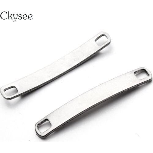 Ckysee 10Pcs/lot Blank Stainless Steel Tube Connector With Double Hole Charm Leather Bracelet Connectors For Diy Jewelry Making