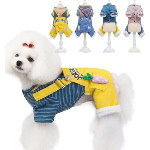 Pet Pajamas Dog pajamas Pet Cute Costumes Winter Pet Fashion four-Leg Pants Warm Outfit Pet Cat Striped Carrot overalls Costume