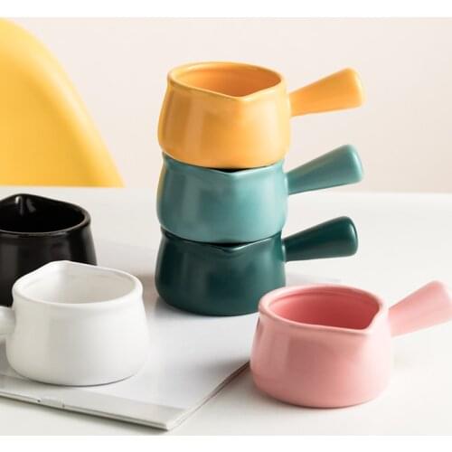 Nordic Colourful Ceramic Small Milk Cup Western Food Seasoning Dish With Handle Cute Gravy Boats Coffee Mate Container Porcelain