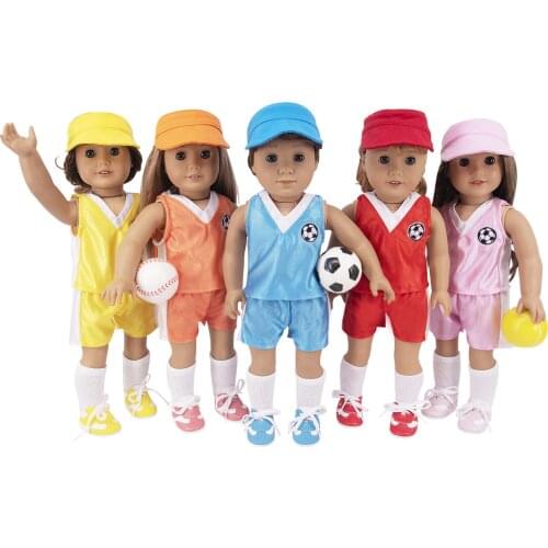 Doll Clothes Football Sports Suit For 18 Inch American 43cm Baby Doll Accessories,Generation,Birthday Girls Gifts