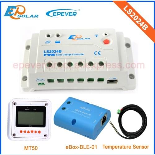 LS2024B 20A PWM EPEVER Free Shipping to UK/Blegium/UK,PWM solar regulator ble eBOX Phone APP and MT50 Meter&temp sensor EP