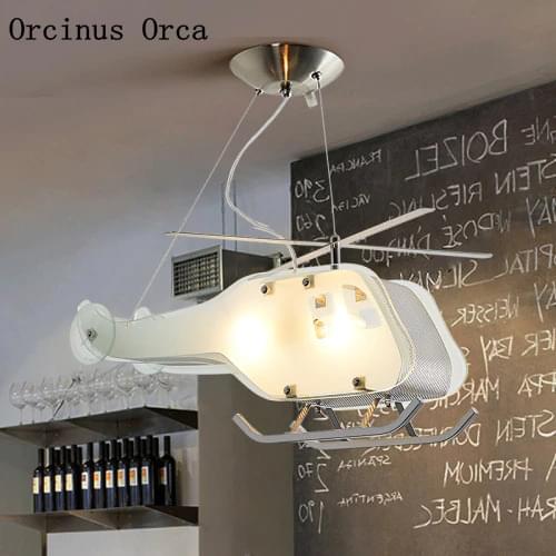 American Cartoon LED Helicopter Chandelier Boys Bedroom Childrens Room Light Modern Creative Iron Aircraft Chandelier
