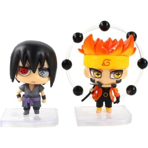 2Pcs/Set 7-9cm Naruto Shippuden Sasuke Ootutuki PVC Action Mini Figures Collection Cartoon Anime Model Toys Dolls Decoration