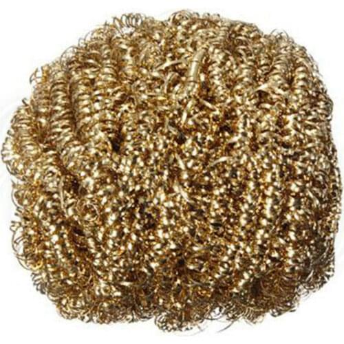 Soldering Solder Iron Tip Cleaner Brass Cleaning Wire Sponge Ball Gold 5.8*4.4cm