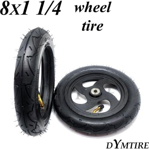 8 Inch 8x1 1/4 Wheel Inner Tube Outer Tyre with Aluminium Alloy Hub for Kickscooter Scooter Pneumatic Tire Accessories