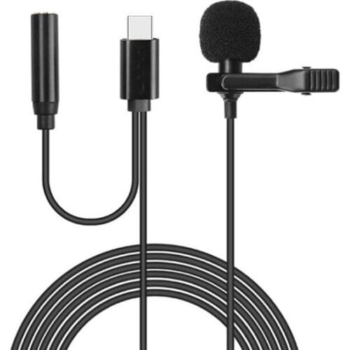 2 in 1 Lavalier Mini Microphone With 3.5mm Jack For Phone Clip-on Mic with Earphone Monitoring For YouTube Vlogs Video Recording