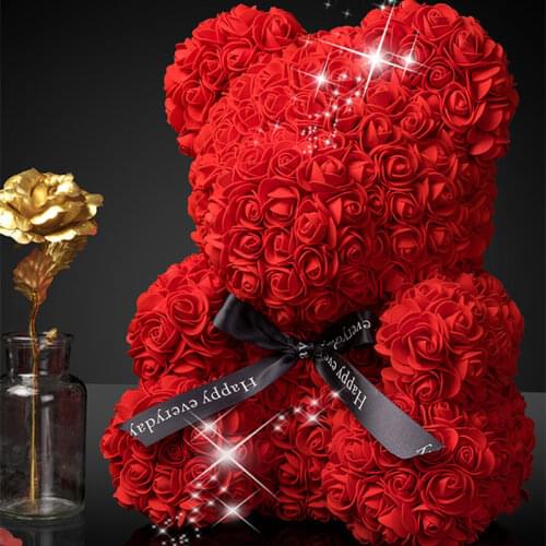 2020 Hot Sale Big Bear of Roses Artificial Flowers Home Wedding Festival DIY Christmas Valentine Gift Box Wreath Crafts Dropship