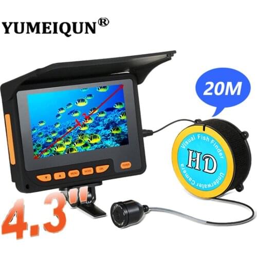 YUMEIQUN Underwater Camera For Fishing Infrared Fish Camera HD 1000TVL 20M 4.3'' Monitor Fishfinder With Sunshield Ice Fishing