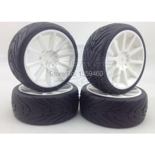 Pre-Glued 4pcs 1/10 Touring Tires Tyre Wheel Rim W10S1NW (Material White) 0mm offset fits for 1:10 Touring Car 1/10 Tire