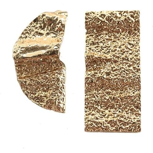 Rongho Vintage irregular Metal geometric stud earrings for women Gold asymmetric Hiphop earrings rock bijioux