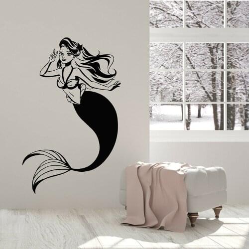 Mermaid Vinyl Wall Sticker Vinyl Wall Decal Girl Teen Room Myth Beauty Mermaid Marine Decor Home Decoration Wallpaper M241