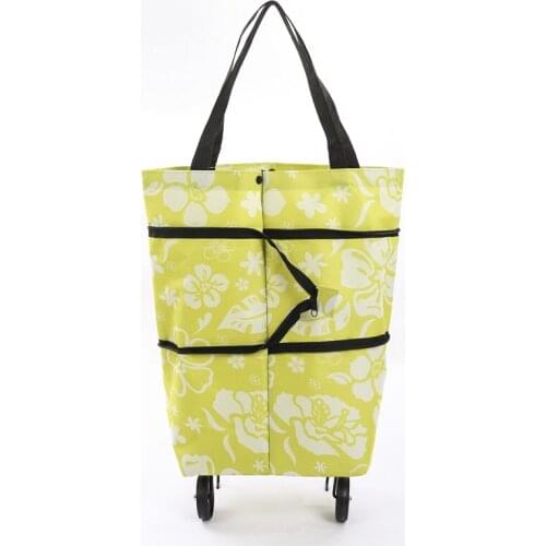 Foldable Portable Shopping Trolley Floral Print Large Capacity Multipurpose Shopping Or Travel for Women Men Dail