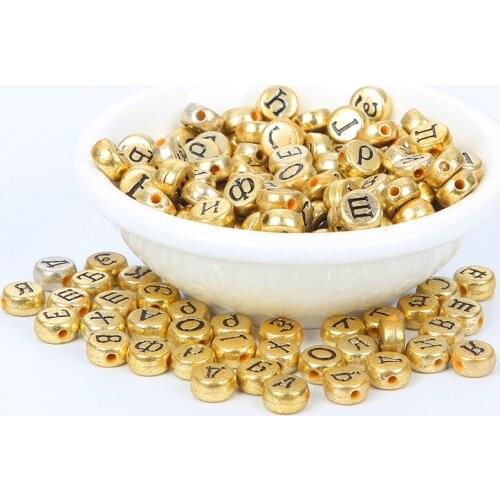 Mixed Gold Bottom Black Digital Acrylic Bead Charm Loose Spacer Beads For Jewelry Making DIY Needlework Bracelet Accessories