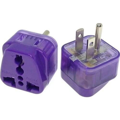 1 PCS)Universal to North American NEMA 5-15P US Standard Electrical Plug Adapter ,2 Way Outlet Port Convert US/AU/EU/UK wonpro