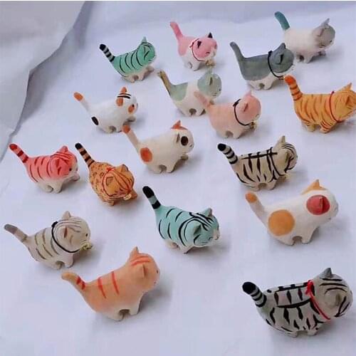 Cut Cat Woodcarving Kitten Solid Wood Handmade Creativity Bells Gift Desktop Bedroom Home Decoration Accessories For Living Room