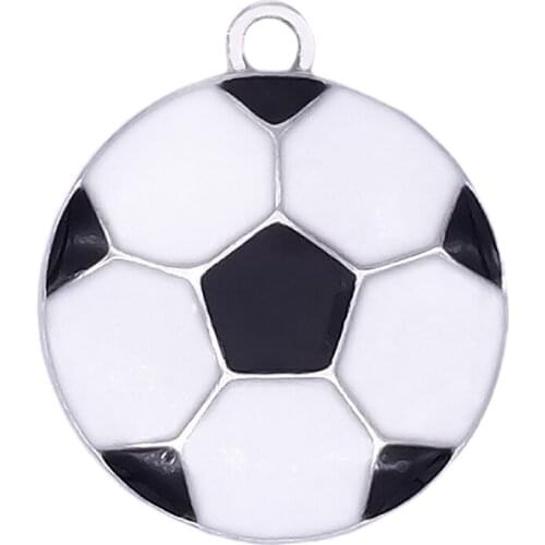 Double Nose High Quality Stylish Fashion Enamel Color Jewelry Finding Soccer Football Pendant Charm Sport Accessory diy