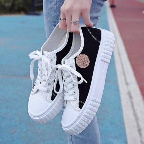 Womens Canvas Shoes Platform Chunky Sneakers Autumn Ladies Designers Fashion Lace Up Casual Shoes Woman Female Comfy Flats Women