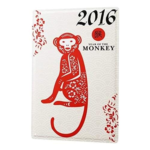 Tin Sign Decor Plaques Horoscope Year Monkey China